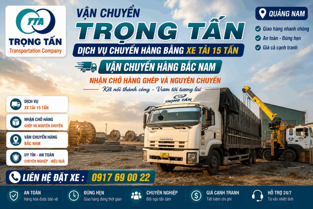 Dịch vụ cho thuê xe tải 15 tấn vận chuyển hàng hóa từ Tây Ninh đi Quảng Nam, nhận hàng ghép, hàng nguyên chuyến và giao tận nơi theo yêu cầu khách hàng. cho-thue-xe-tai-15-tan-tay-ninh-di-quang-nam