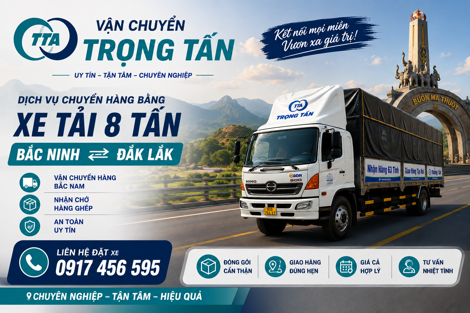 Xe tải 8 tấn nhận hàng tại Bắc Ninh, vận chuyển đường dài đến Đắk Lắk, phù hợp với hàng công nghiệp, điện máy, nội thất, hàng đóng kiện và nhiều loại hàng khác. cho-thue-xe-tai-8-tan-van-chuyen-hang-bac-ninh-di-dak-lak