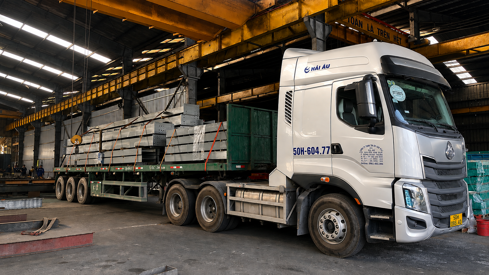 Dịch vụ xe đầu kéo 30 tấn hỗ trợ vận chuyển hàng hóa khối lượng lớn đến kho trung chuyển, đại lý, công trình và nhà máy tại Hà Nội, đáp ứng nhu cầu giao nhận linh hoạt. cho-hang-cong-nghiep-den-kho-hang-va-trung-tam-phan-phoi-ha-noi