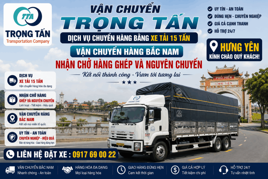 Cho thuê xe tải 15 tấn Vũng Tàu đi Hưng Yên, chuyên vận chuyển máy móc, thiết bị công nghiệp, đồ gia dụng, hàng đóng kiện và pallet đường dài. cho-thue-xe-tai-15-tan-vung-tau-di-hung-yen