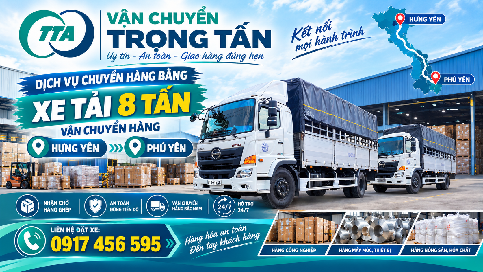 Cho thuê xe tải 8 tấn chở hàng từ Hưng Yên đi Phú Yên, nhận hàng tại kho, xưởng và giao tận nơi theo yêu cầu. cho-thue-xe-tai-8-tan-van-chuyen-hang-hung-yen-di-phu-yen