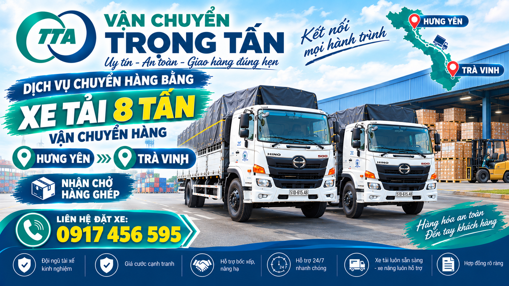 Xe tải 8 tấn có lịch xuất bến liên tục, thuận tiện cho khách hàng gửi hàng từ Hưng Yên đi Long An theo thời gian phù hợp. xe-tai-8-tan-xuat-ben-lien-tuc-cho-hang-hung-yen-di-long-an