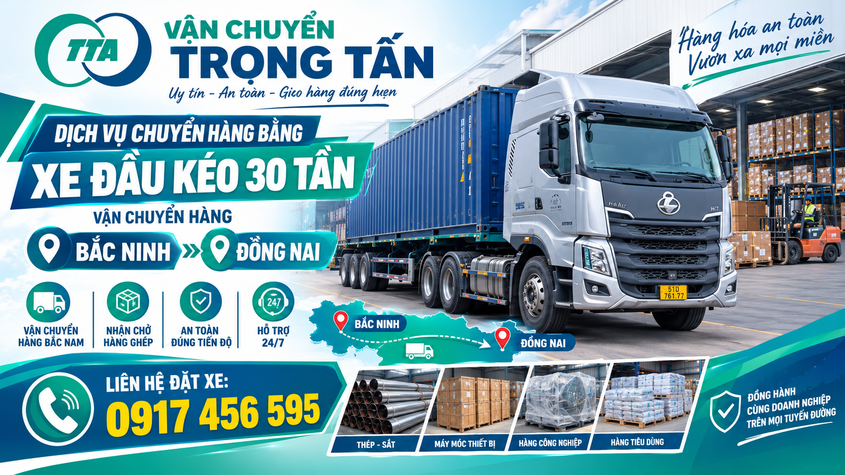 Cho thuê xe đầu kéo chở hàng từ Bắc Ninh đi Đồng Nai, nhận hàng tại kho, nhà máy và giao đến nơi khách yêu cầu. cho-thue-xe-dau-keo-cho-hang-bac-ninh-di-dong-nai