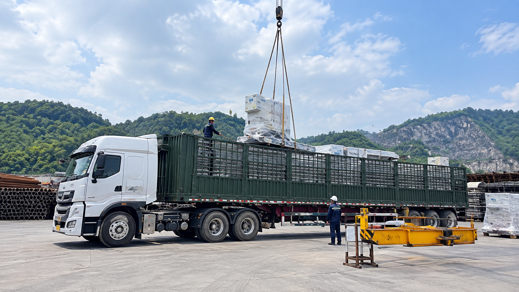 Trước khi xe đến, hàng được kiểm tra đầy đủ kích thước, cân nặng và chuẩn bị cẩu để bốc hàng nhanh chóng, thuận tiện. hang-nang-duoc-kiem-tra-ky-kich-thuoc-va-chuan-bi-day-du-cau-truoc-khi-van-chuyen