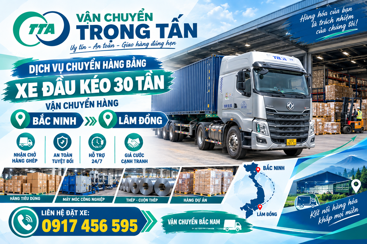 Cho thuê xe đầu kéo chở máy móc, thiết bị, hàng công nghiệp và container từ Bắc Ninh đi Lâm Đồng, nhận hàng và giao tận nơi. cho-thue-xe-dau-keo-van-chuyen-hang-bac-ninh-di-lam-dong