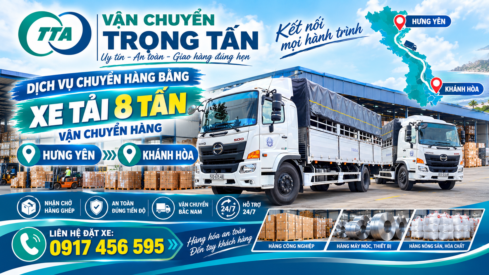 Cho thuê xe 8 tấn chở hàng từ Hưng Yên đi Khánh Hòa, nhận hàng tại kho, nhà máy và giao tận nơi theo yêu cầu. cho-thue-xe-8-tan-cho-hang-hung-yen-di-khanh-hoa