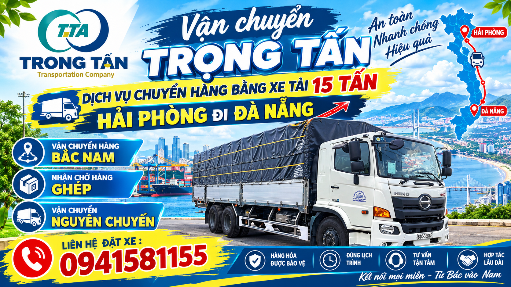 Cho thuê xe 15 tấn chở hàng Hải Phòng đi Đà Nẵng nhận hàng ghép nguyên chuyến, tài xế giàu kinh nghiệm, giao nhận linh hoạt, hỗ trợ tận nơi. Cho-thue-xe-15-tan-cho-hang-Hai-Phong-di-Da-Nang