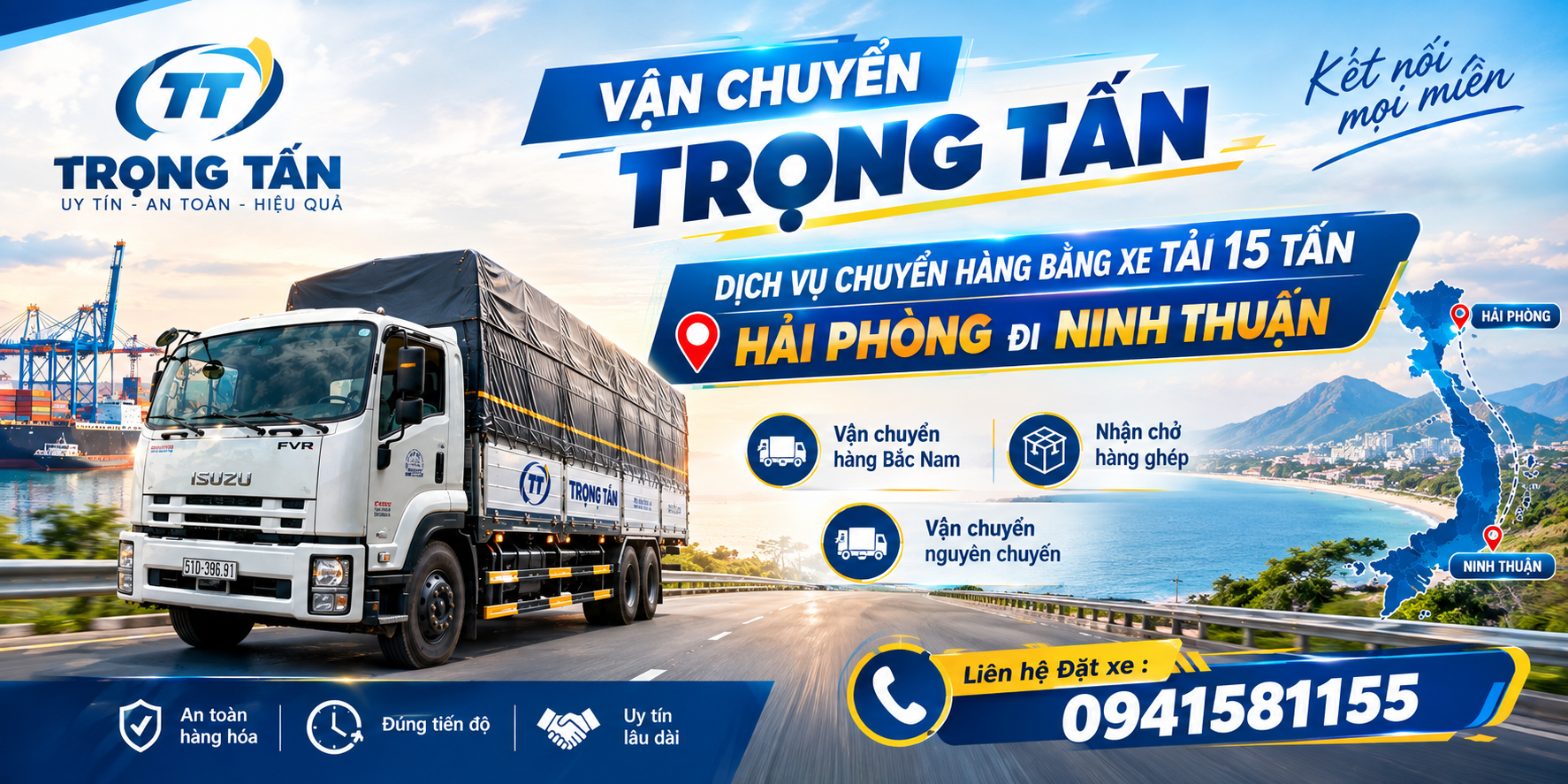 Xe tải 15 tấn chở thiết bị điện, năng lượng tái tạo và hàng công nghiệp từ Hải Phòng đi Ninh Thuận, thuê nguyên chuyến, đi thẳng, giao đúng ngày cần thiết Xe-tai-15-tan-cho-hang-Hai-Phong-di-Ninh-Thuan-giao-dung-lich=hen