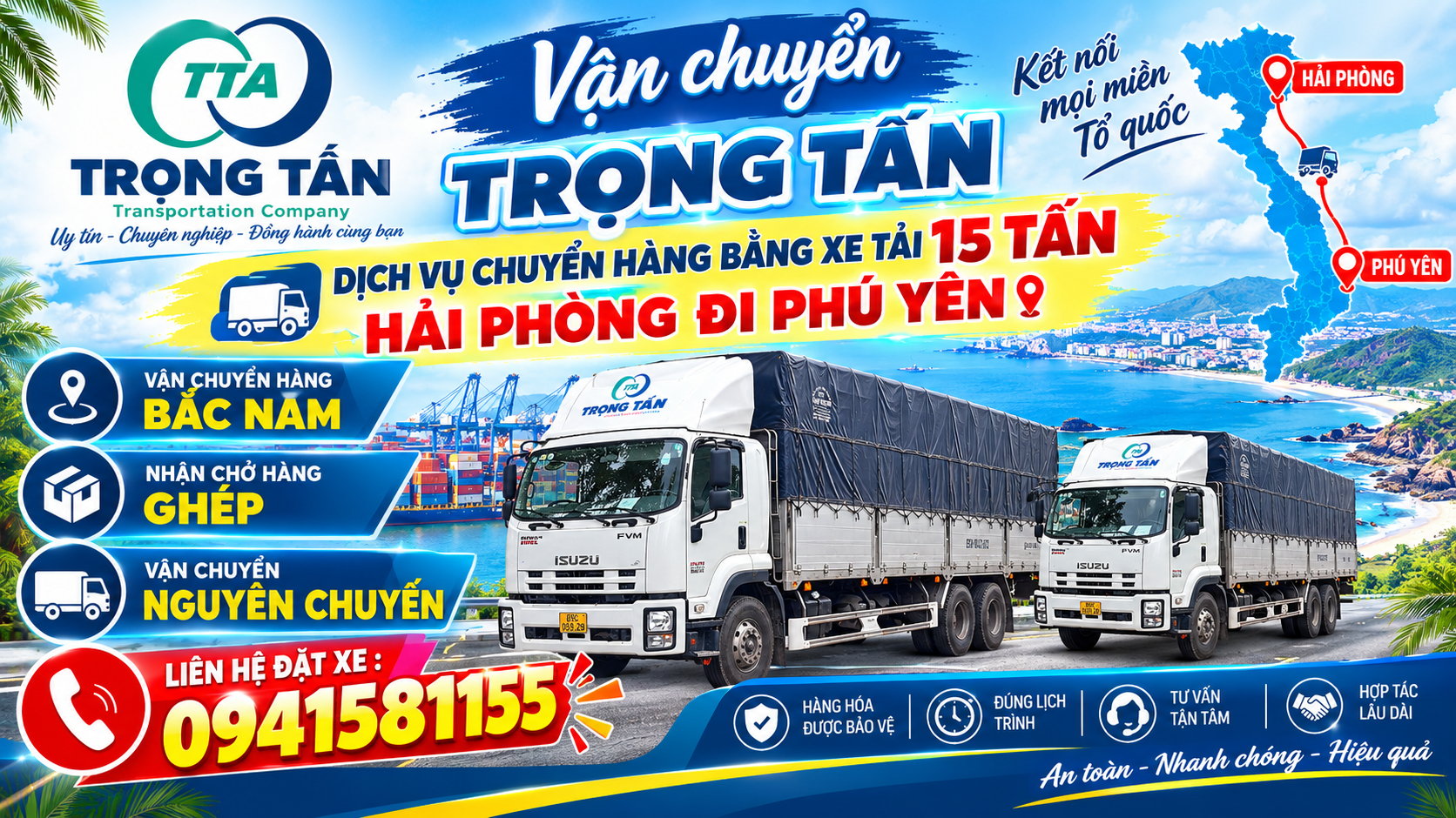 Xe tải 15 tấn chở hàng Hải Phòng đi Phú Yên, vận chuyển hàng Bắc Nam, nhận nguyên chuyến, phù hợp hàng hóa số lượng lớn và tuyến đường dài. Cho-thue-xe-15-tan-cho-hang-Hai-Phong-di-Phu-Yen