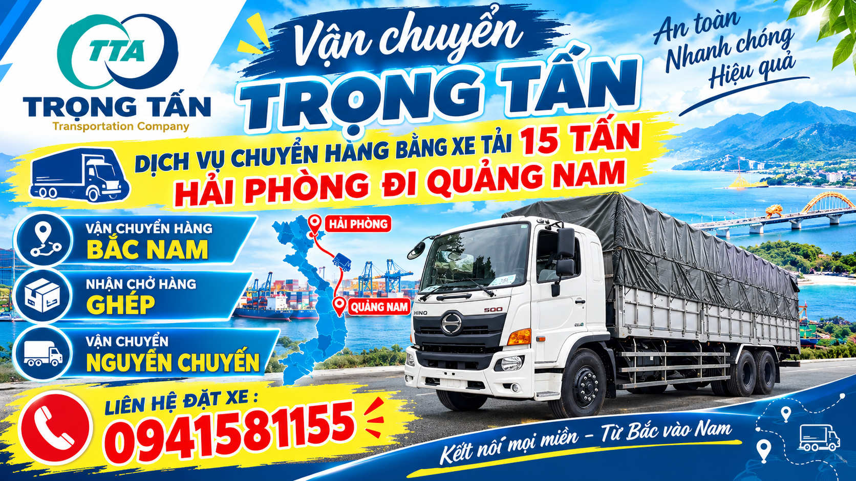 Dịch vụ cho thuê xe tải 15 tấn thùng dài 10m chở hàng công nghiệp từ Hải Phòng đi Quảng Nam, cam kết gia cố chèn buộc an toàn và giao đúng tiến độ. Cho-thue-xe-15-tan-cho-hang-Hai-Phong-di-Quang-Nam-an-toan