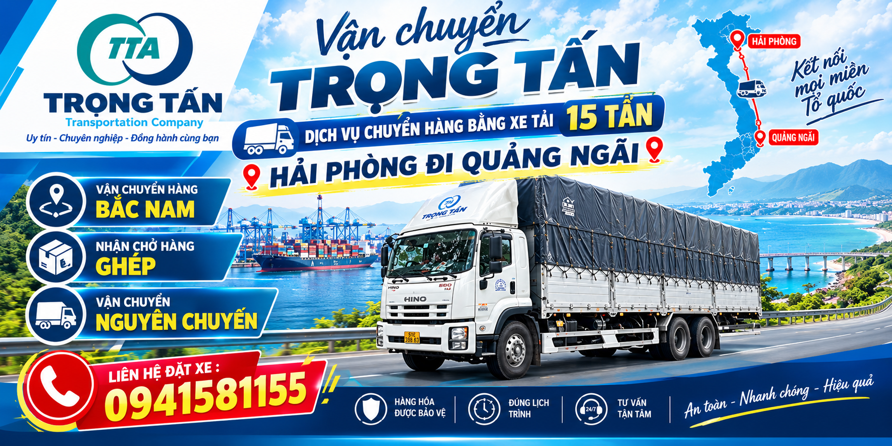 Cho thuê xe tải 15 tấn chở hàng Hải Phòng đi Quảng Ngãi, giao hàng nhanh chóng, an toàn, phù hợp vận chuyển hàng công nghiệp, vật liệu xây dựng số lượng lớn Cho-thue-xe-tai-15-tan-cho-hang-Hai-Phong-di-Quang-Ngai-uy-tin-an-toan