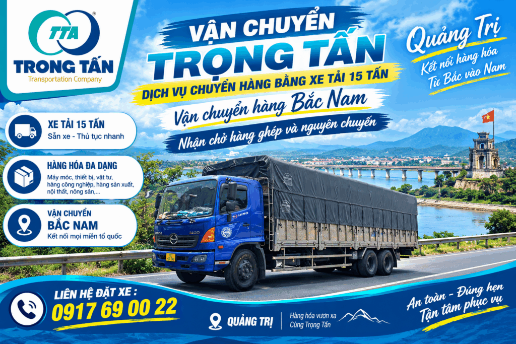 Cho thuê xe tải 15 tấn Vũng Tàu đi Quảng Trị, nhận vận chuyển máy móc, thiết bị, hàng công nghiệp, hàng đóng kiện và nhiều loại hàng hóa đường dài. cho-thue-xe-tai-15-tan-vung-tau-di-quang-tri