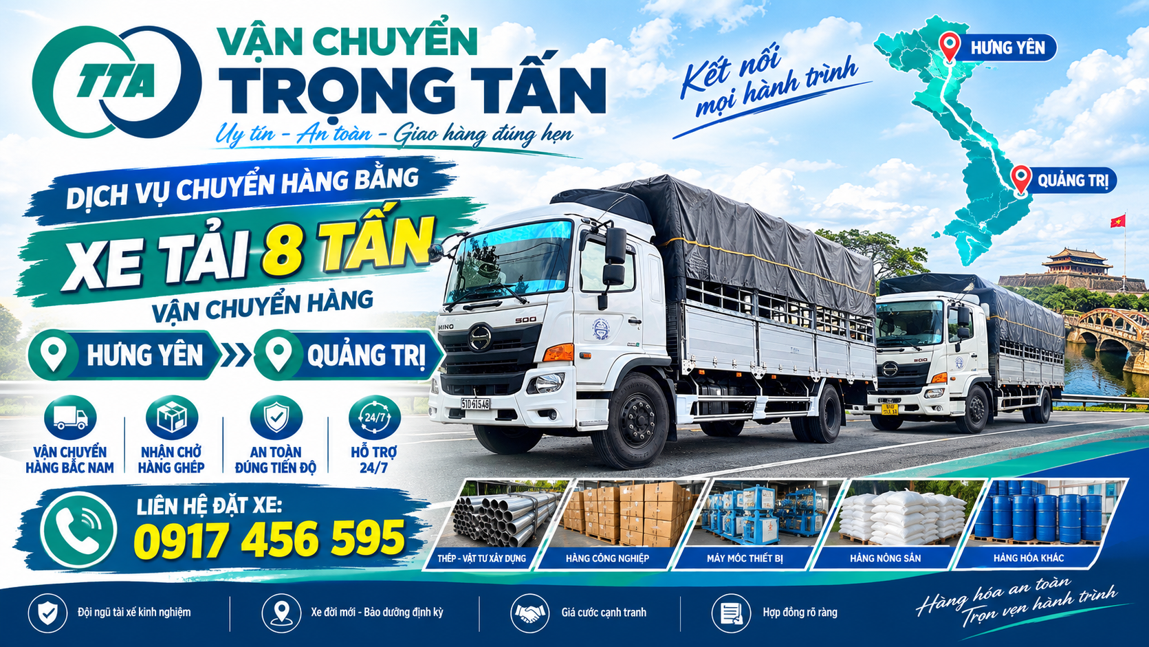 cho-thue-xe-tai-8-tan-van-chuyen-hang-hung-yen-di-quang-tri