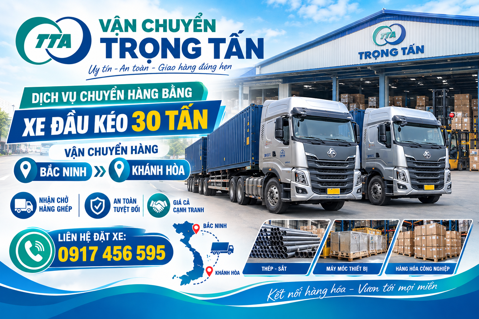 Cho thuê xe đầu kéo chở hàng từ Bắc Ninh đi Khánh Hòa, nhận vận chuyển máy móc, thiết bị, hàng công nghiệp, container và hàng tải trọng lớn. cho-thue-xe-dau-keo-van-chuyen-hang-bac-ninh-di-khanh-hoa