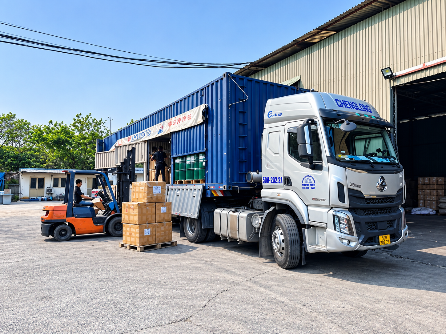 Đầu kéo 30 tấn thích hợp cho lô hàng nặng, hàng nguyên chuyến và thiết bị sản xuất cần đưa từ Bắc Ninh vào Huế. dau-keo-30-tan-cho-hang-nang-va-thiet-bi-san-xuat-tu-bac-ninh-di-hue