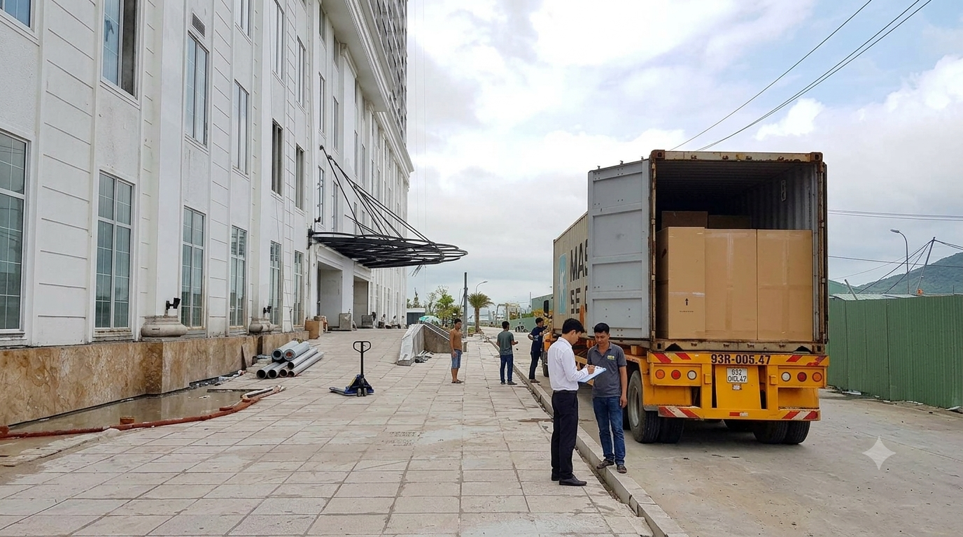 Dịch vụ vận chuyển nội thất từ Hưng Yên đi Phú Quốc bằng xe đầu kéo container thùng kín, phù hợp với bàn ghế, tủ, giường và đồ nội thất đóng kiện, kết hợp đường bộ và đường biển. van-chuyen-noi-that-tu-hung-yen-di-phu-quoc-bang-xe-dau-keo-container-thung-kin