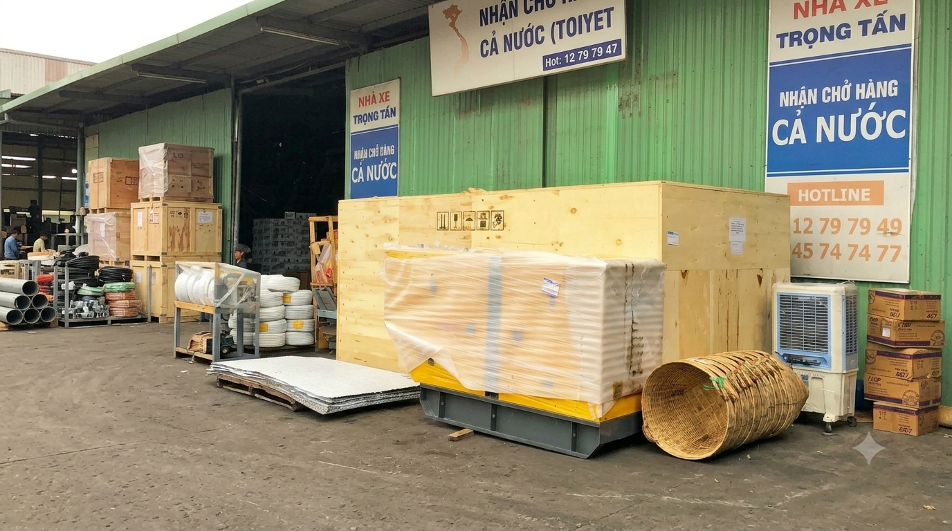 Hàng hóa được đóng thùng, bọc màng hoặc chèn lót phù hợp trước khi xếp lên xe, giúp hạn chế va đập và thuận tiện cho quá trình vận chuyển. hang-hoa-duoc-dong-kien-va-bao-boc-can-than-truoc-khi-van-chuyen