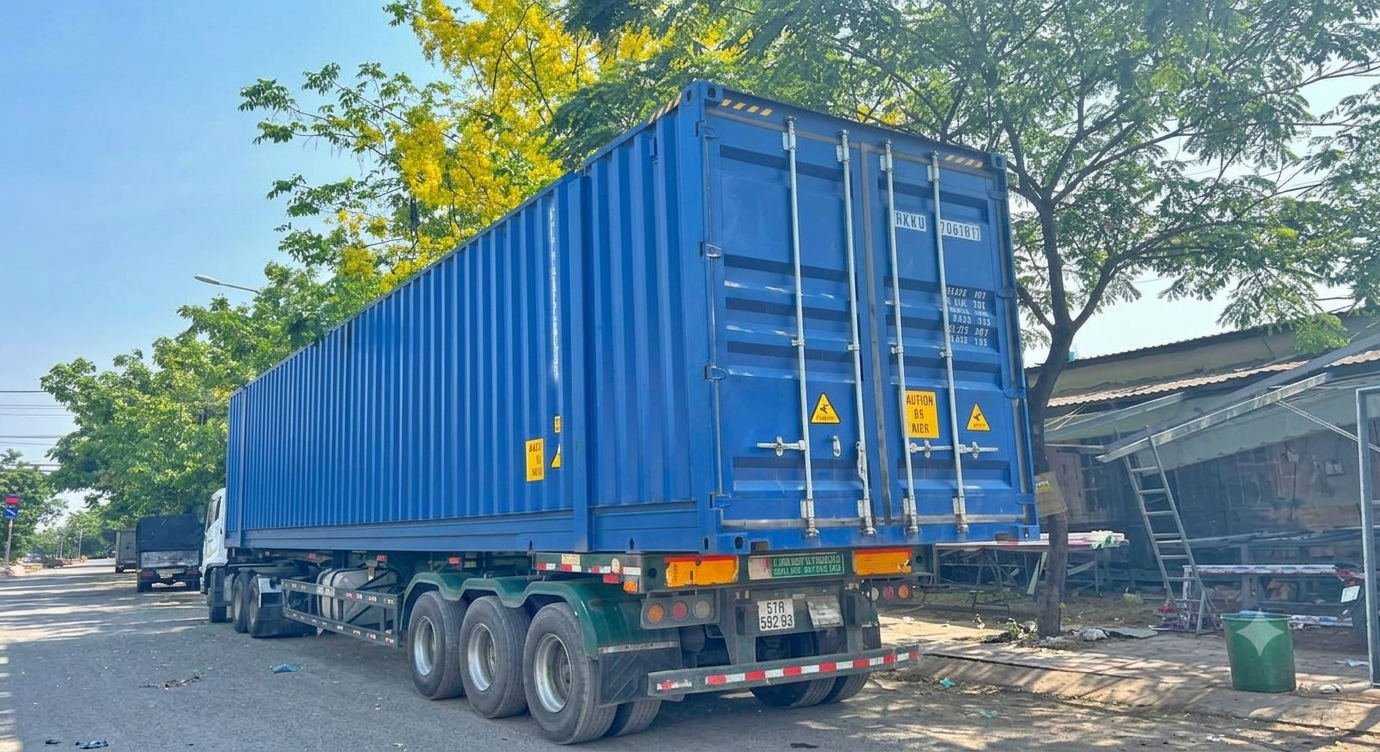 Container thùng kín giúp che chắn hàng hóa khỏi mưa bụi và tác động bên ngoài, phù hợp vận chuyển máy móc, thiết bị, linh kiện và hàng công nghiệp đường dài. container-thung-kin-bao-ve-hang-hoa-an-toan-khi-van-chuyen