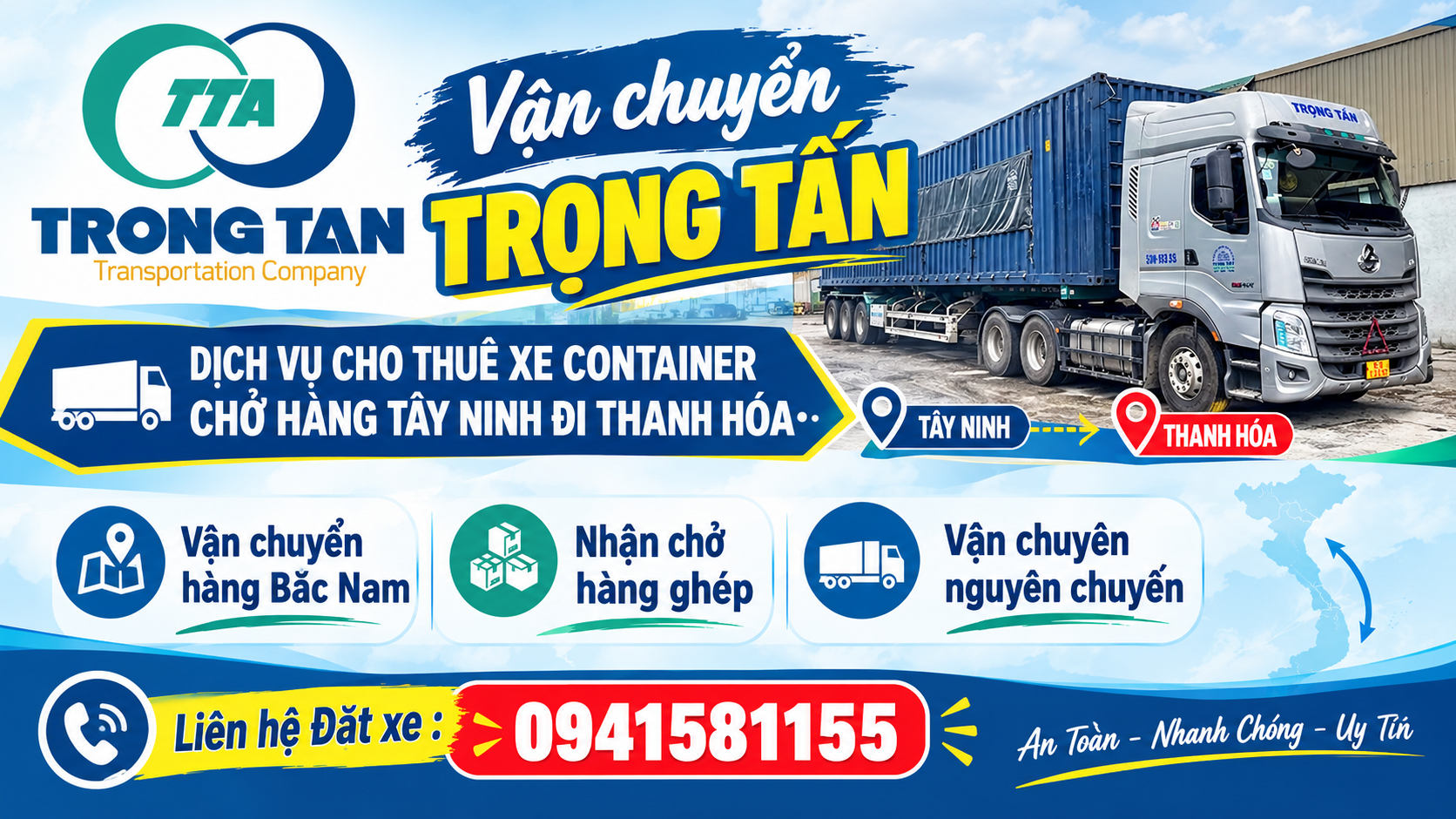 Dịch vụ cho thuê xe container chở hàng Tây Ninh đi Thanh Hóa, nhận vận chuyển hàng ghép và nguyên chuyến, đáp ứng nhu cầu giao nhận hàng hóa đường dài. Cho-thue-xe-container-cho-hang-Tay-Ninh-di-Thanh-Hoa