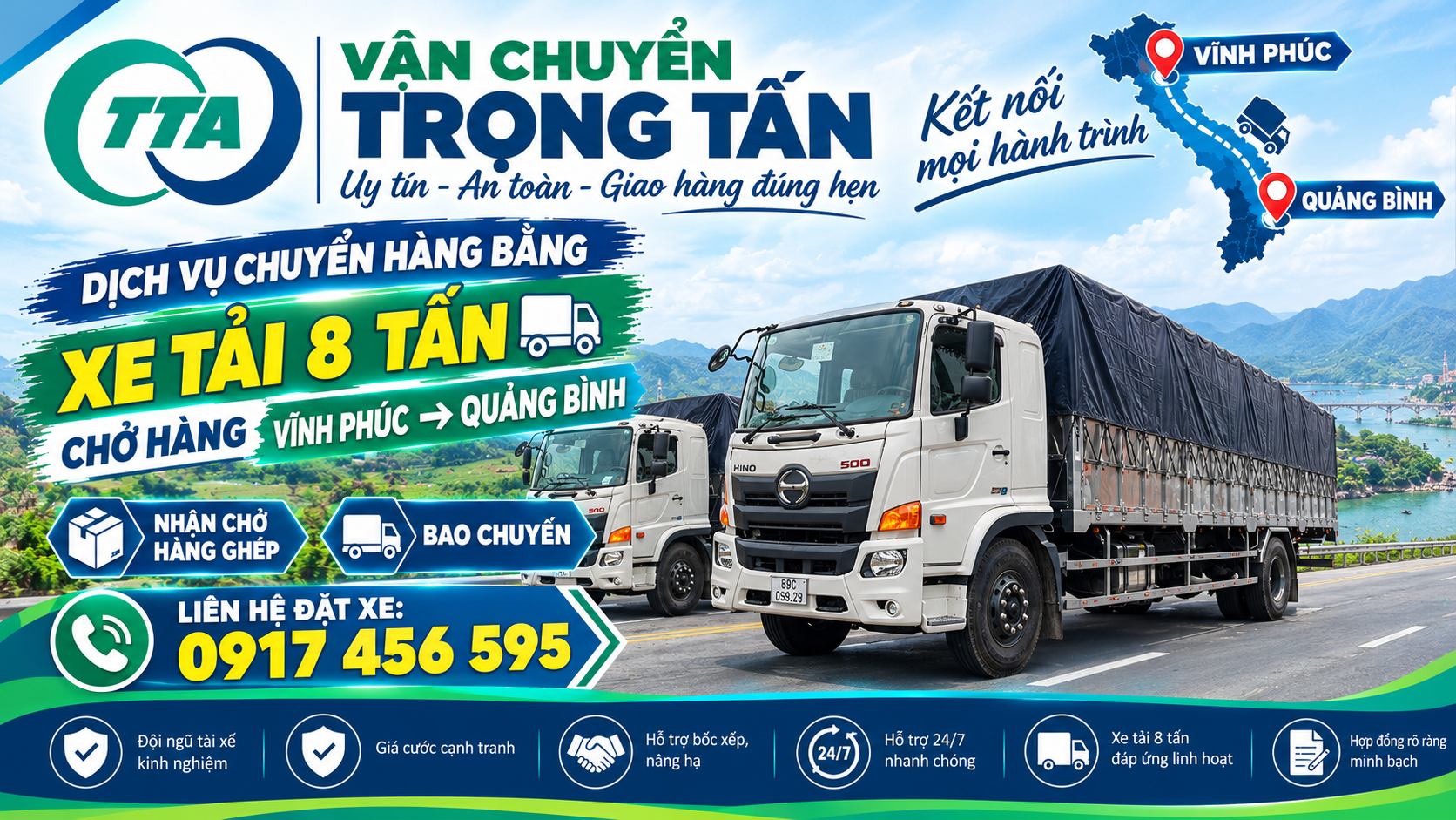 Dịch vụ cho thuê xe tải 8 tấn chở hàng từ Hưng Yên đi Quảng Bình, phù hợp với hàng công nghiệp, máy móc, thiết bị và vật tư, giao nhận theo yêu cầu của khách hàng. cho-thue-xe-tai-8-tan-cho-hang-tu-hung-yen-di-quang-binh
