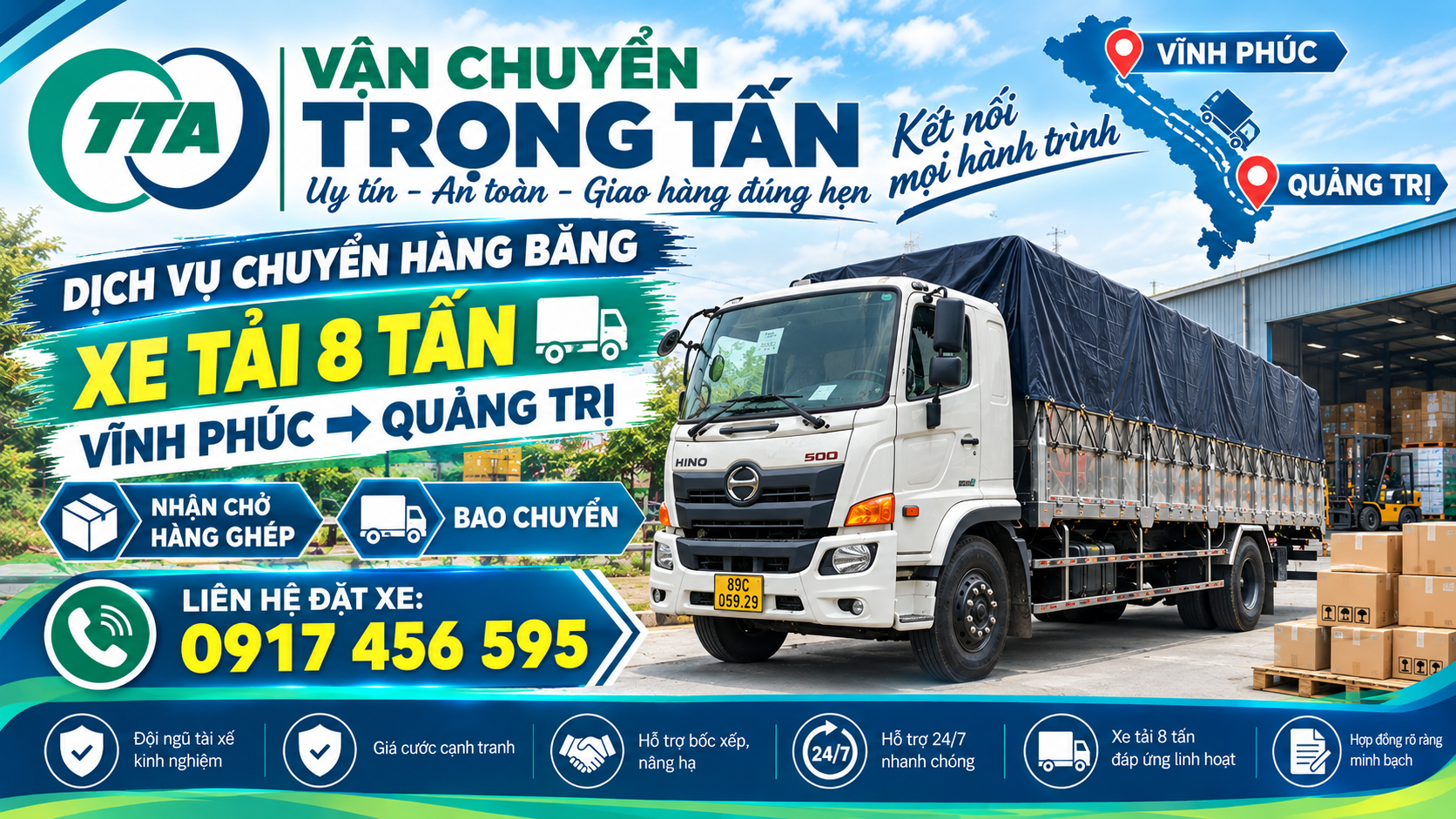 Dịch vụ cho thuê xe tải 8 tấn chở hàng từ Hưng Yên đi Quảng Trị, phù hợp với hàng thành phẩm, linh kiện, vật tư và thiết bị, hỗ trợ giao nhận theo yêu cầu của khách hàng. cho-thue-xe-tai-8-tan-cho-hang-tu-hung-yen-di-quang-tri