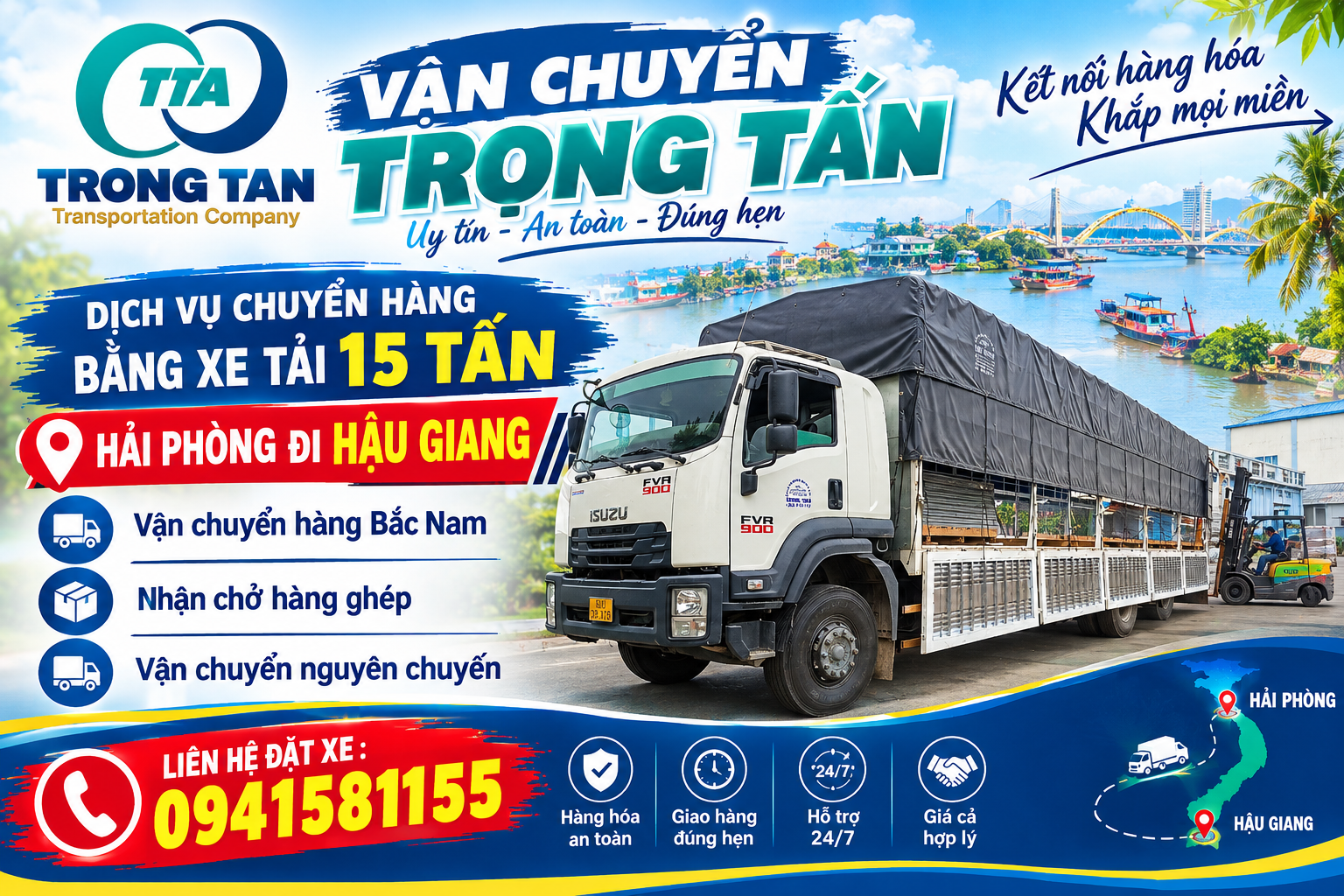 dịch vụ cho thuê xe tải 15 tấn chở hàng hải phòng đi hậu giang tận dụng chuyến quay đầu giúp doanh nghiệp tiết kiệm 30 phần trăm chi phí vận chuyển đường dài Thue-xe-tai-15-tan-cho-hang-Hai-Phong-di-Hau-Giang-gia-re
