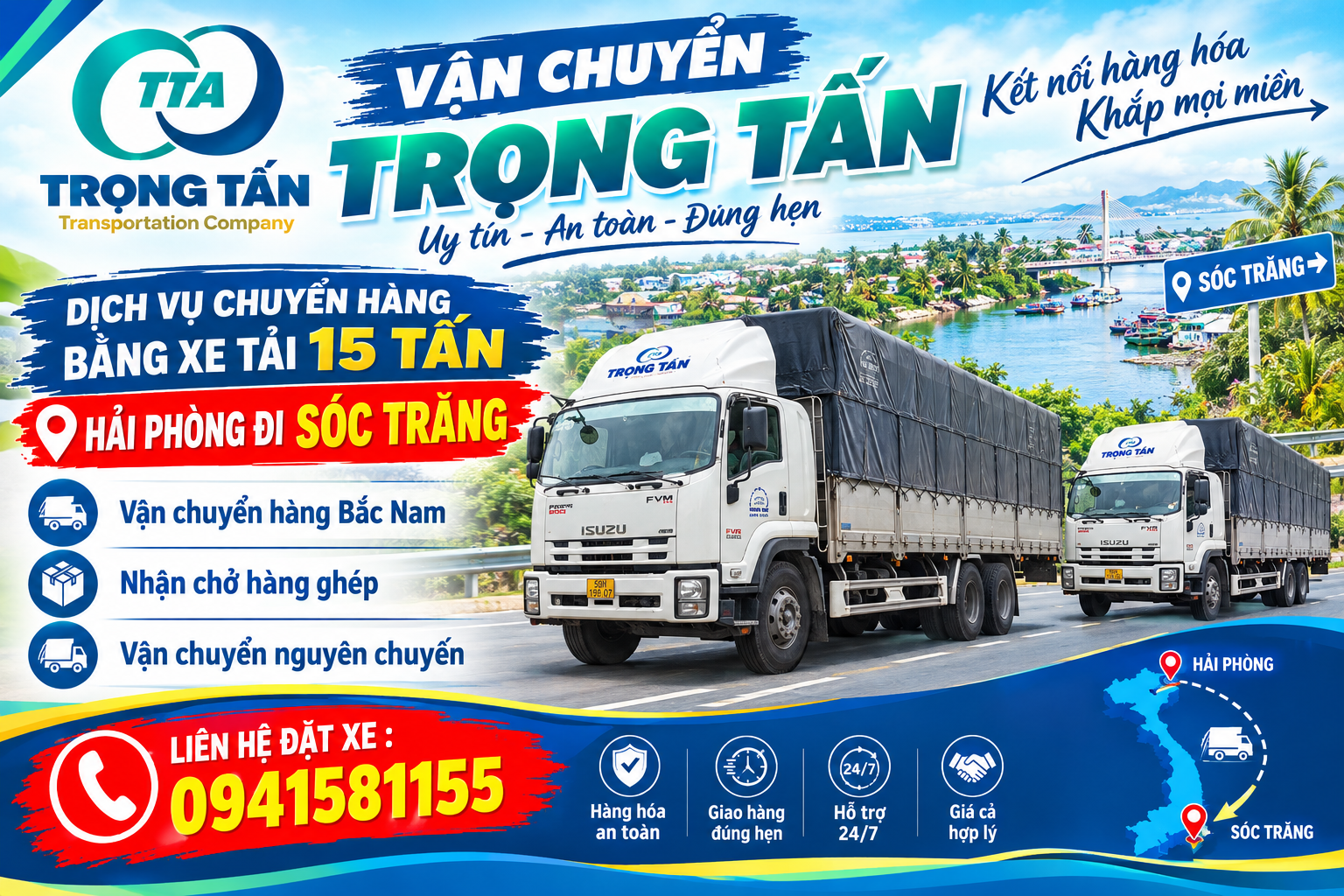 Xe tải 15 tấn mui bạt vận chuyển hàng hóa Hải Phòng đi Sóc Trăng, thùng xe rộng rãi, bạt che chắc chắn, hỗ trợ bảo vệ hàng hóa khi di chuyển. xe-tai-15-tan-van-chuyen-hang-hoa-tuyen-hai-phong-di-soc-trang-an-toan