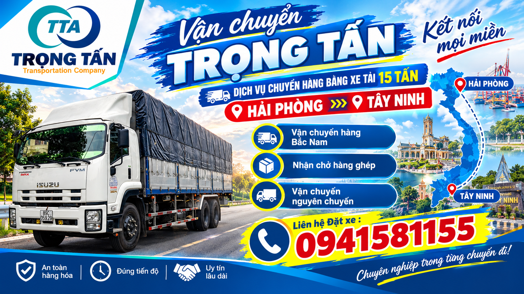Cho thuê xe tải 15 tấn chở hàng từ Hải Phòng đi Tây Ninh, thùng bạt rộng, phù hợp vận chuyển máy móc, thiết bị và hàng hóa đường dài. Cho-thue-xe-15-tan-cho-hang-Hai-Phong-di-Tay-Ninh