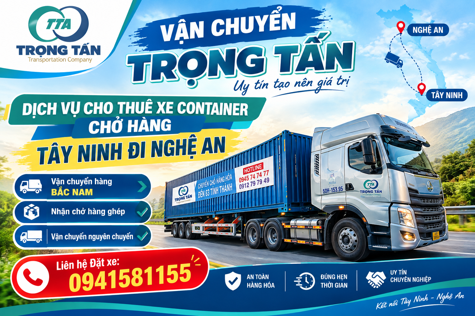 Dịch vụ cho thuê xe container chở hàng Tây Ninh đi Nghệ An, nhận vận chuyển hàng ghép và nguyên chuyến, đáp ứng nhu cầu giao nhận hàng hóa đường dài Cho-thue-xe-container-cho-hang-Tay-Ninh-di-Nghe-An-chuyen-nghiep-uy-tin