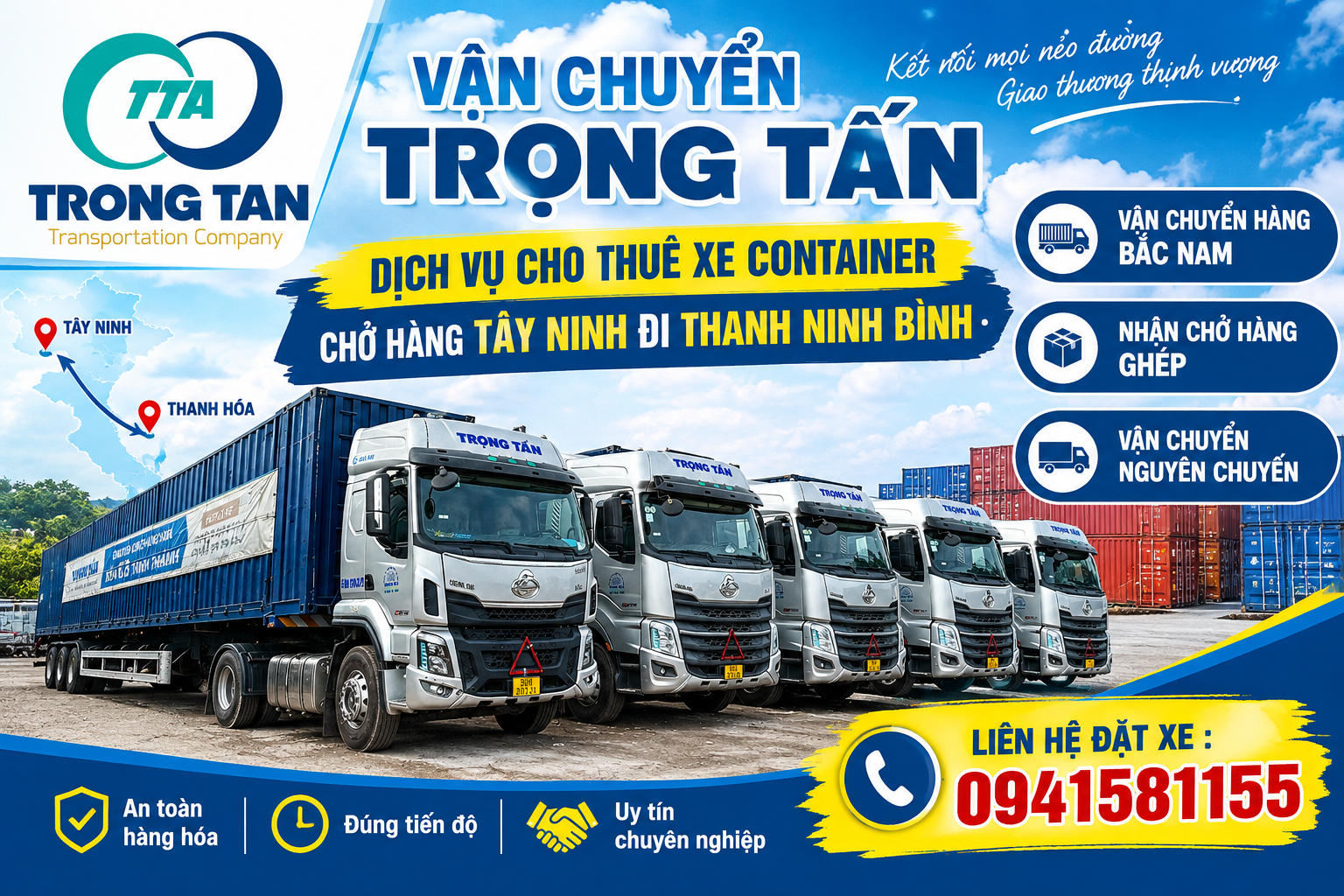 Dịch vụ cho thuê xe container chở hàng Tây Ninh đi Ninh Bình chuyên vận chuyển hàng công nghiệp, máy móc, thiết bị và hàng tiêu dùng, hỗ trợ xe container phù hợp, nhận chở hàng ghép và nguyên chuyến, đáp ứng nhu cầu vận chuyển hàng hóa đường dài. Cho-thue-xe-container-cho-hang-Tay-Ninh-di-Ninh-Binh